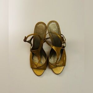 BCBG Women’s Paris Leather 4” Heels, Metallic Gold, Size 7B